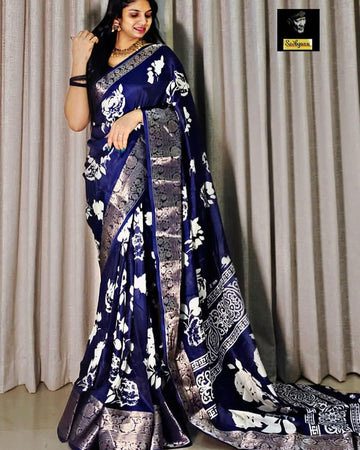 New Soft Pure Dola Silk Kalamkari Patola Digital Print Saree