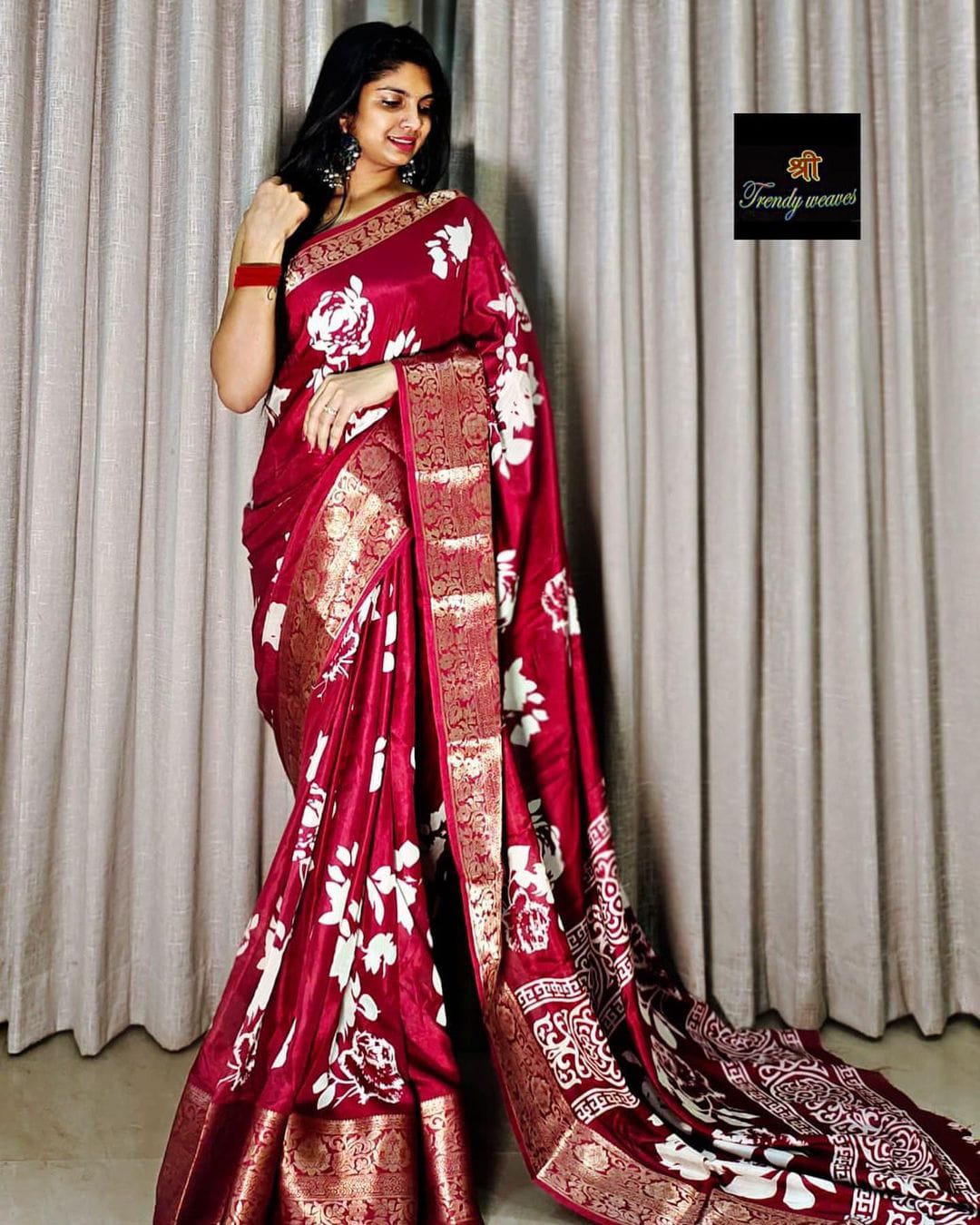 New Soft Pure Dola Silk Kalamkari Patola Digital Print Saree