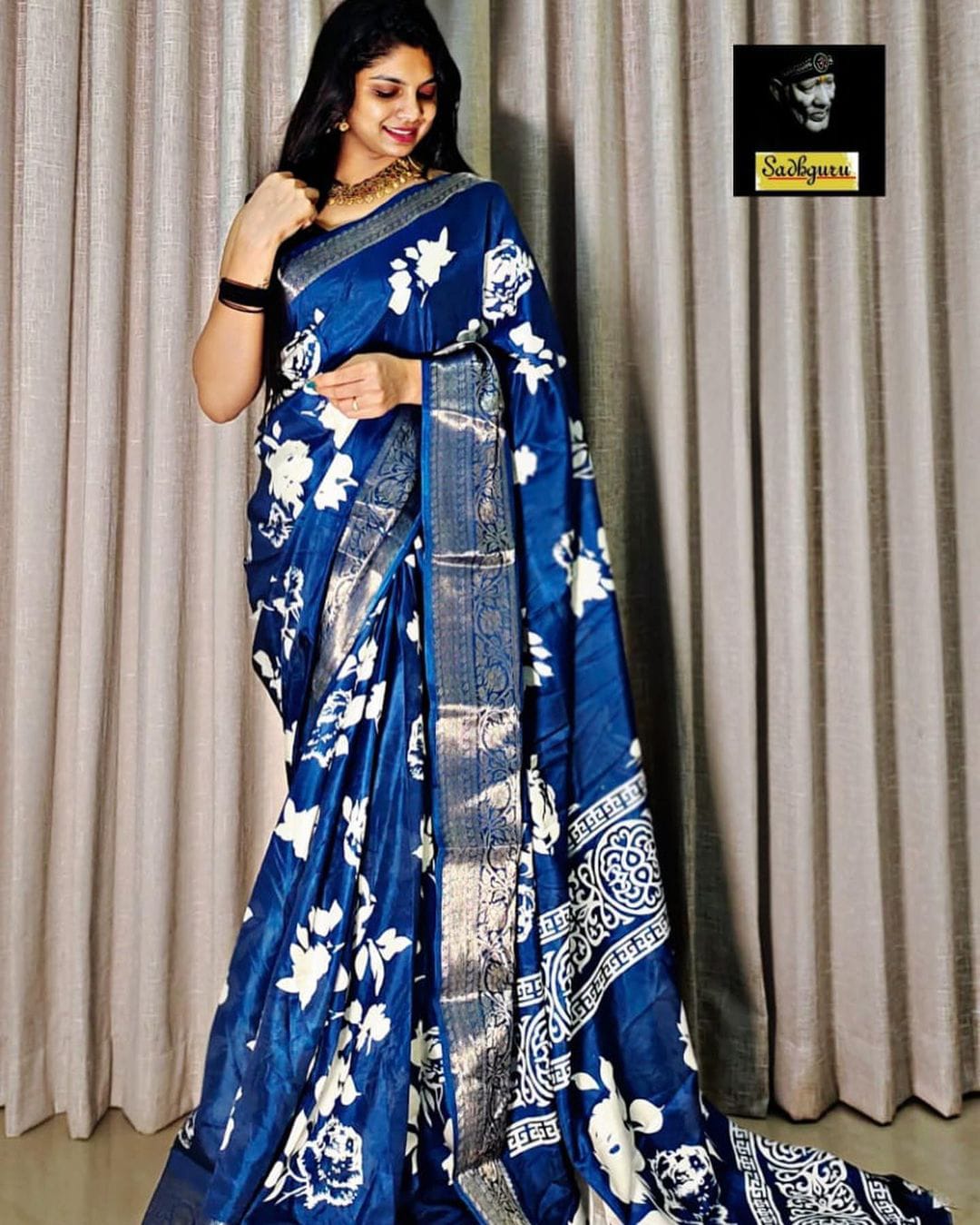 New Soft Pure Dola Silk Kalamkari Patola Digital Print Saree