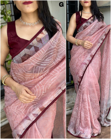 Beautiful Designer Pure Organza Saree