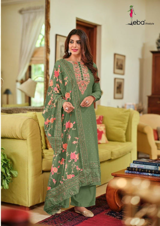 Eba Nyra Vol 3 Elegant Salwar Kameez For Women With Embroidery Work And Floral Dupatta