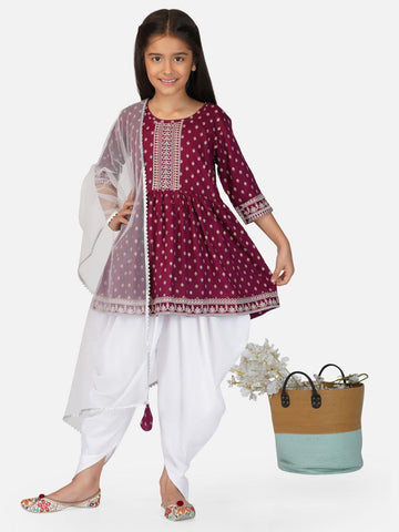 Designer Party Wear Kids Beautiful Floral Kurta with Dhoti