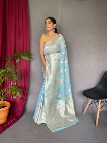 Beautiful Ladli Designer Pure Linen Slub Silk Saree