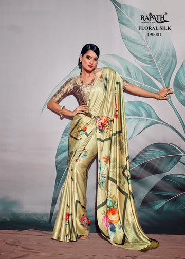 Beautiful Designer Sattin Crape Patang Series 190001-190008 Sattin Crape With Digital Print Saree