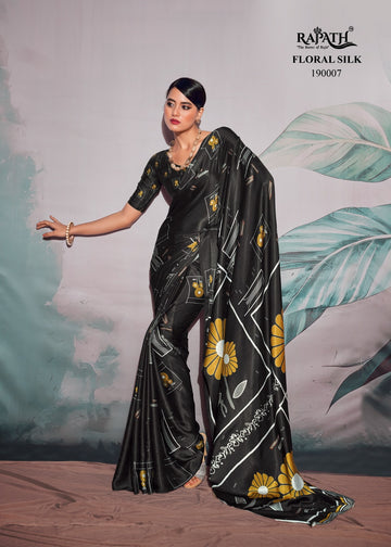 Beautiful Designer Sattin Crape Patang Series 190001-190008 Sattin Crape With Digital Print Saree