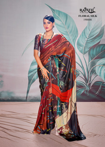 Beautiful Designer Sattin Crape Patang Series 190001-190008 Sattin Crape With Digital Print Saree