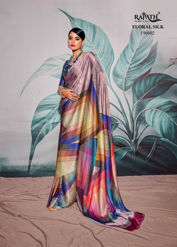 Beautiful Designer Sattin Crape Patang Series 190001-190008 Sattin Crape With Digital Print Saree