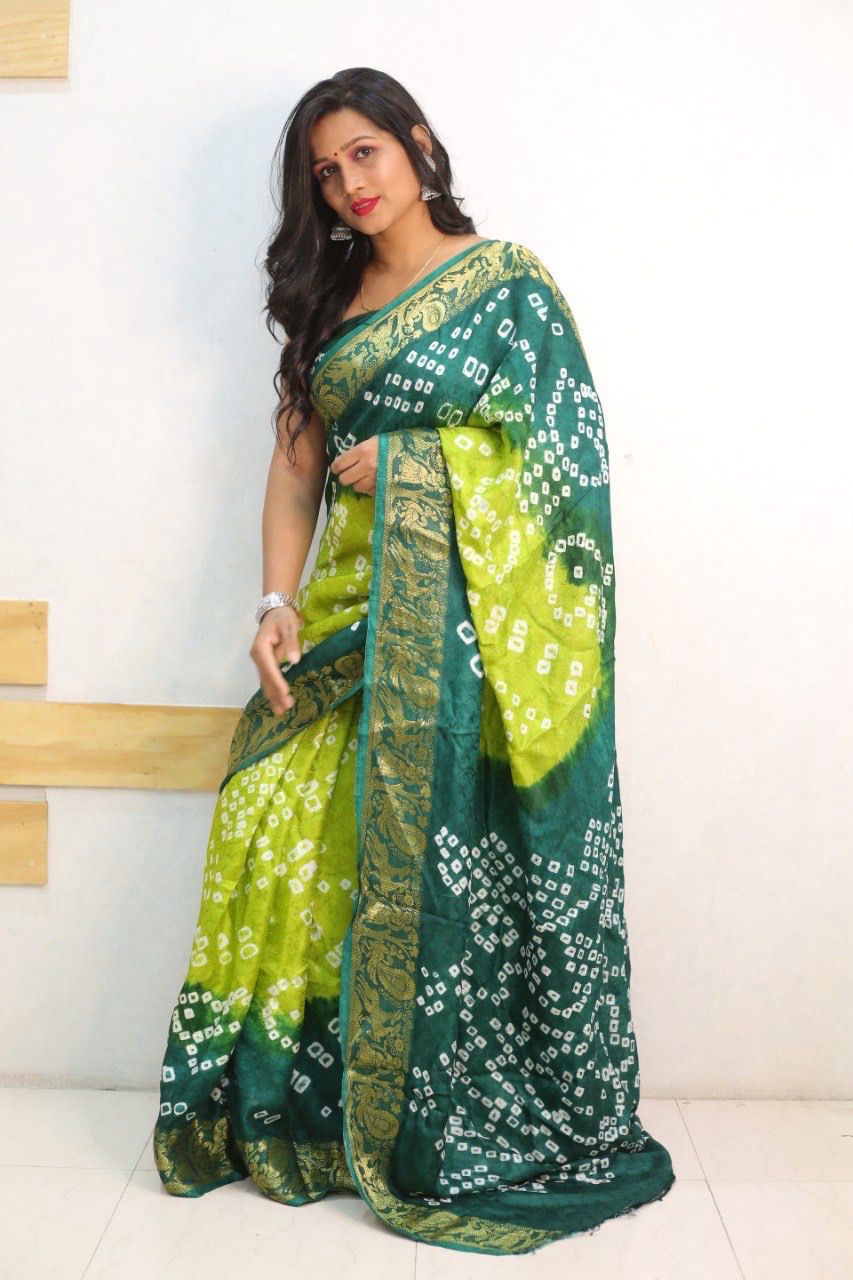 Beautiful Boutique Designer Pure Hirni Bandhej Silk Saree