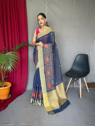 Party Wear Designer Pure Linen Sarees