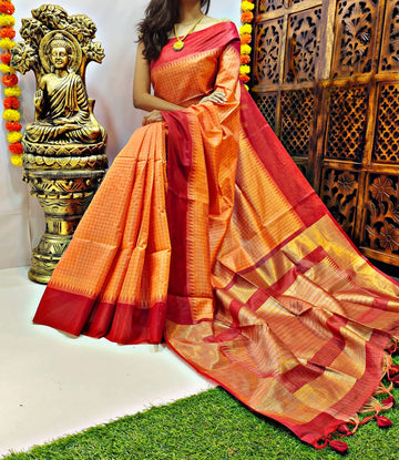 Beautiful Designer Tussar Silk Korvai Saree