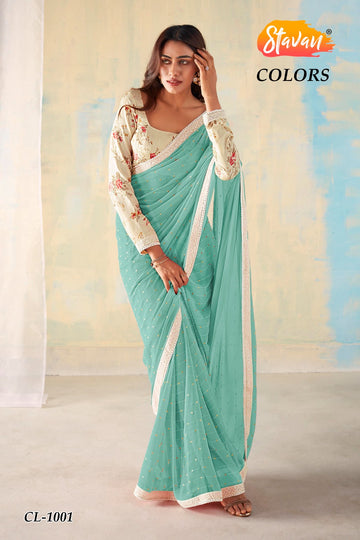 Beautiful Designer Stavan Colour Pure Georgette Saree