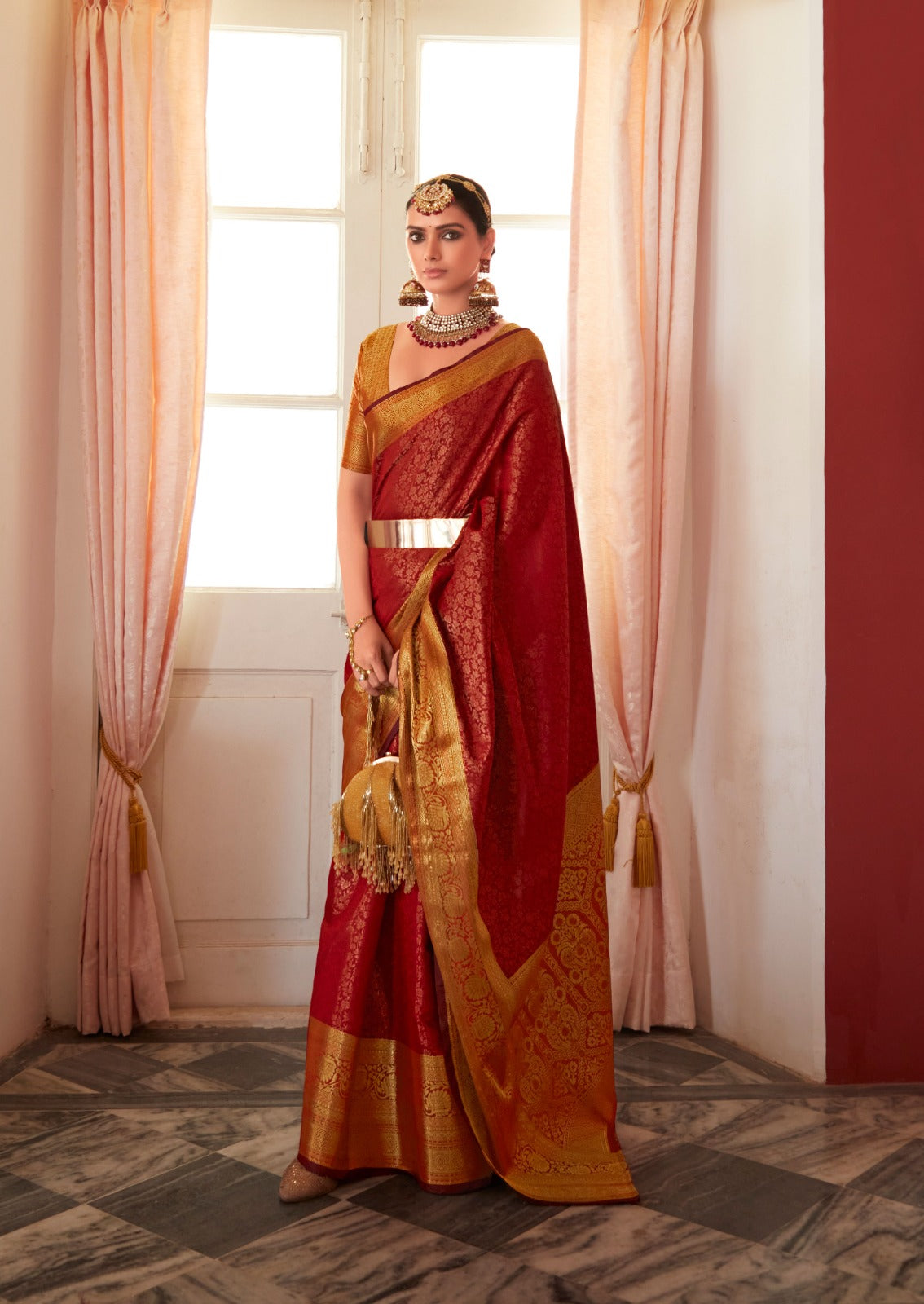 Beautiful Designer Soft Kanchivaram Copper Zari Saree