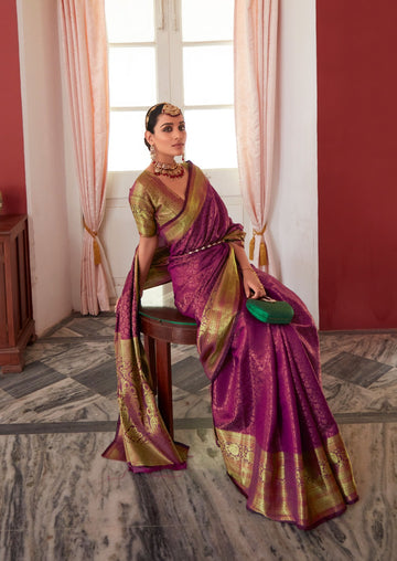 Beautiful Designer Soft Kanchivaram Copper Zari Saree