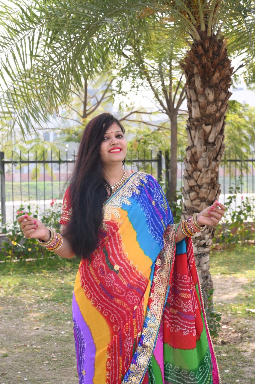 Botanical Pattern Rajasthani Saree