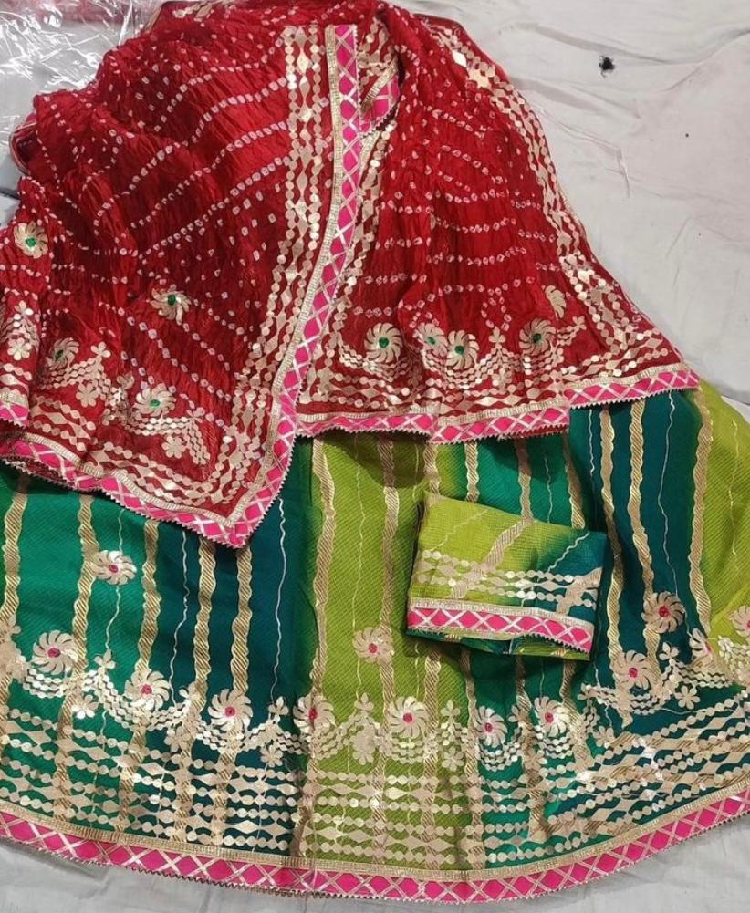 Rajasthani Traditional Kota Doriya Lehariya Lehenga Chunni