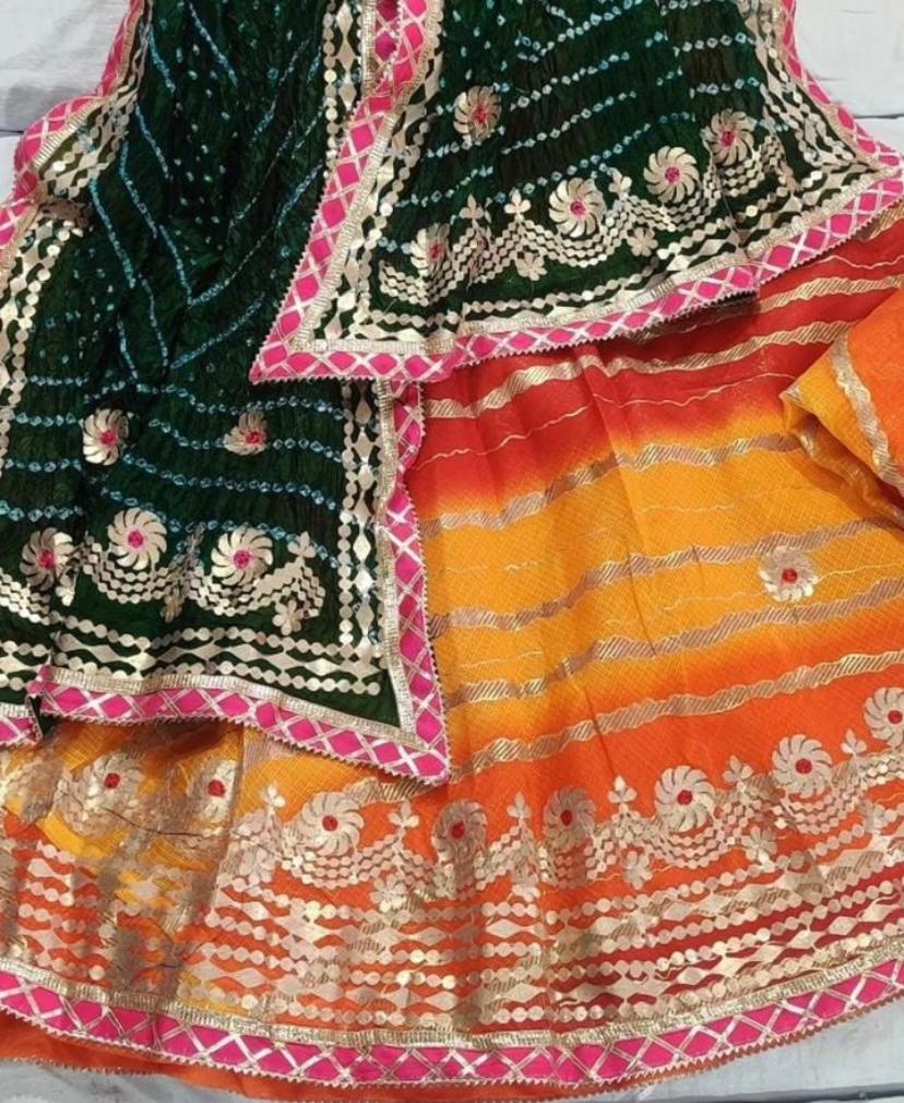 Beautiful Designer Rajasthani Traditional Kachi Gotta Patti Work Lehen