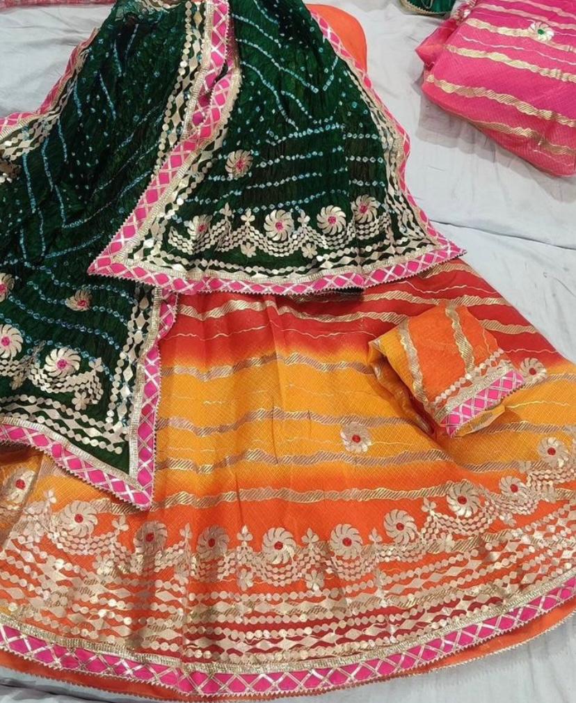 Rajasthani Traditional Kota Doriya Lehariya Lehenga Chunni