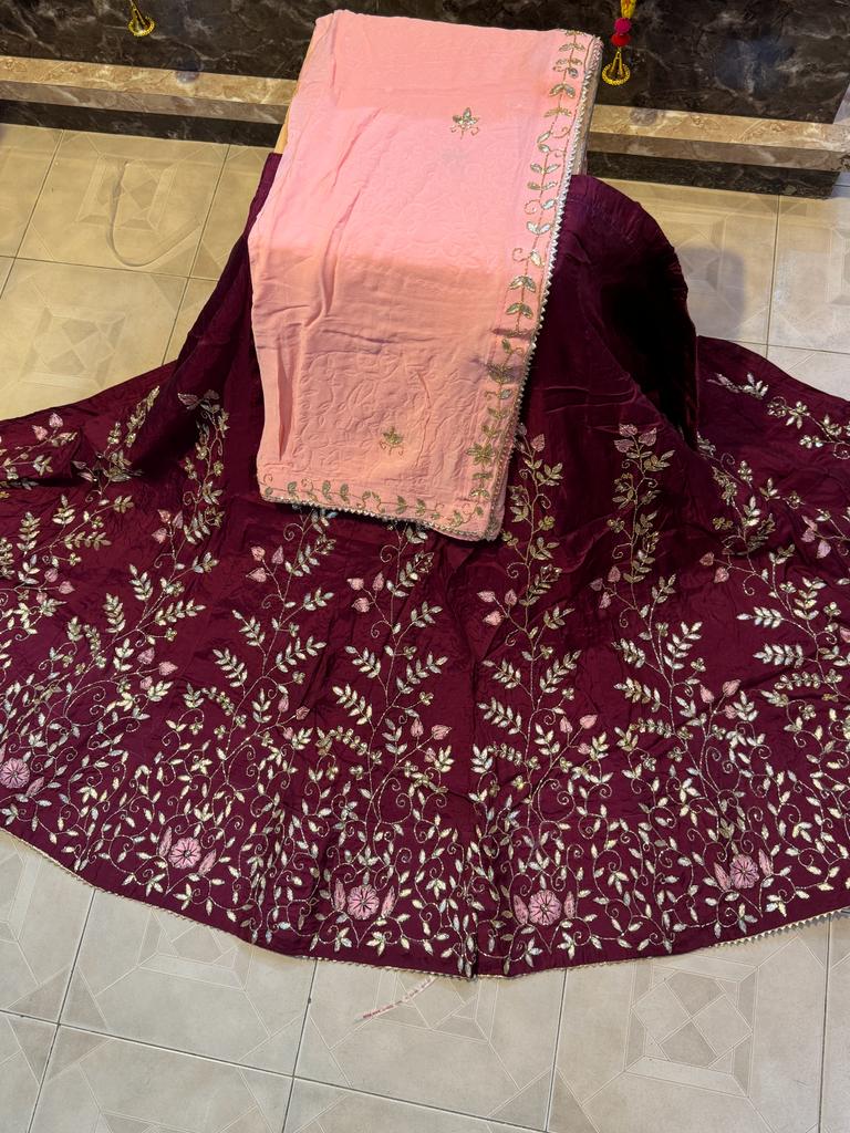 Rajasthani Traditional Pure Upara Silk Lehenga Chunni