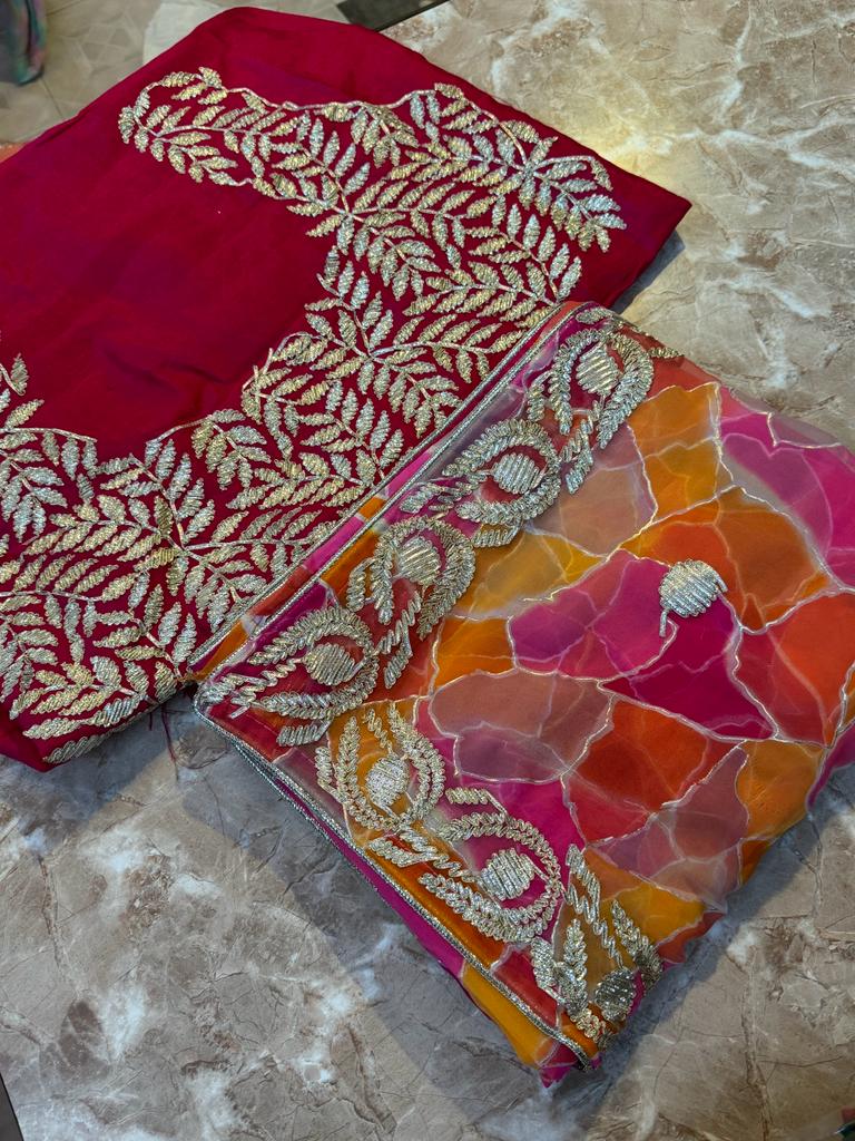 Rajasthani Traditional Pure Georgette Chiffon Saree