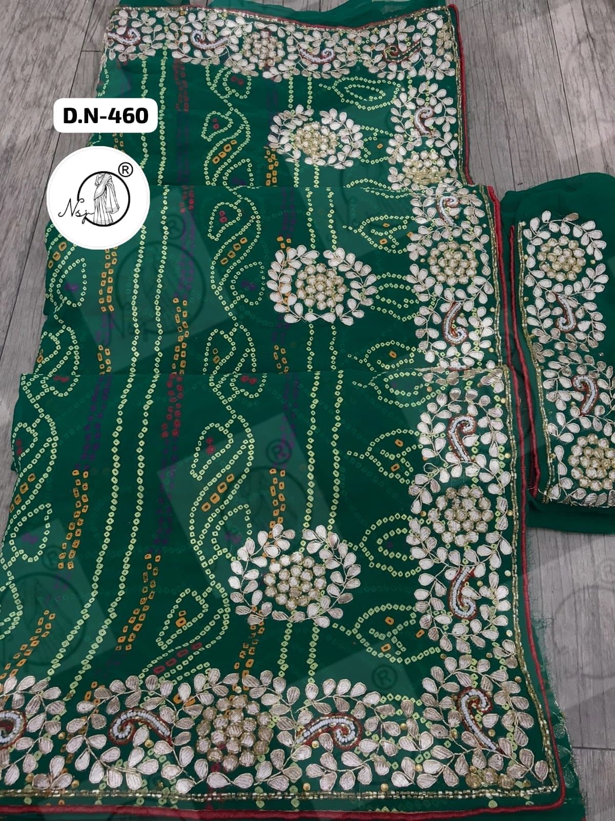 Beautiful Designer Jaipuri Pure 60gm Georgette Gottapatti Kasab Zardozi work Saree