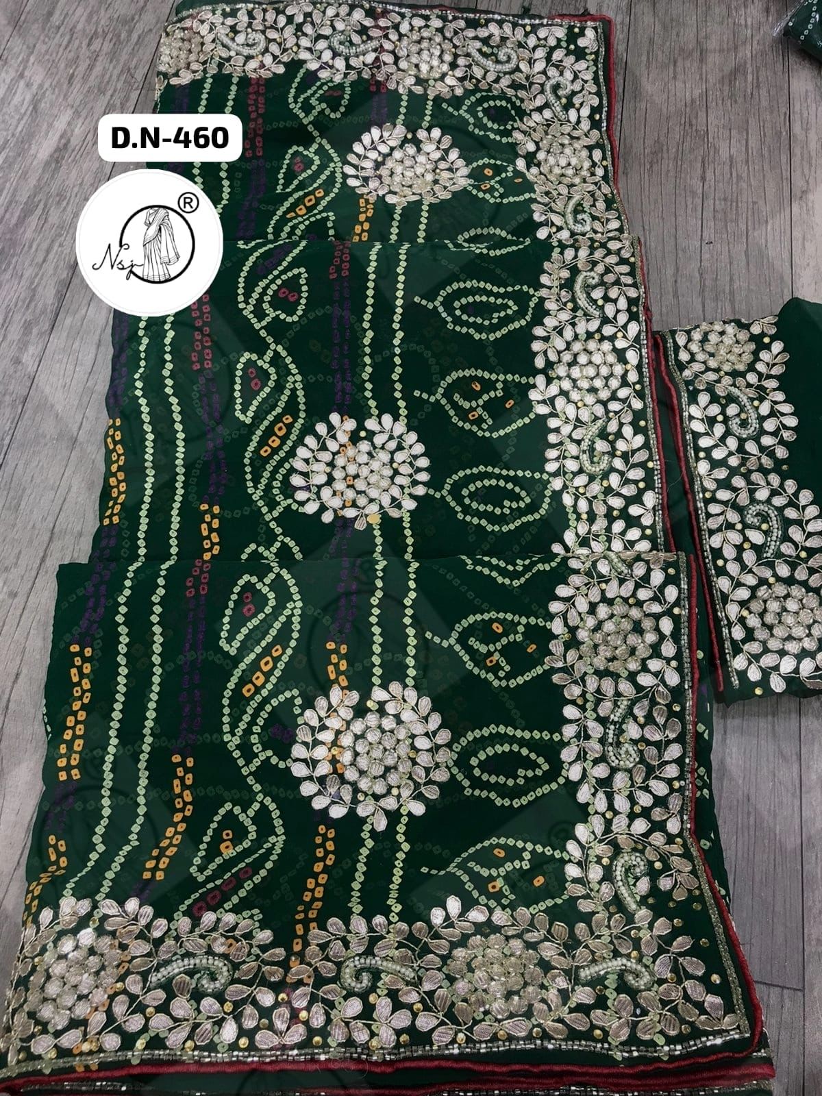 Beautiful Designer Jaipuri Pure 60gm Georgette Gottapatti Kasab Zardozi work Saree