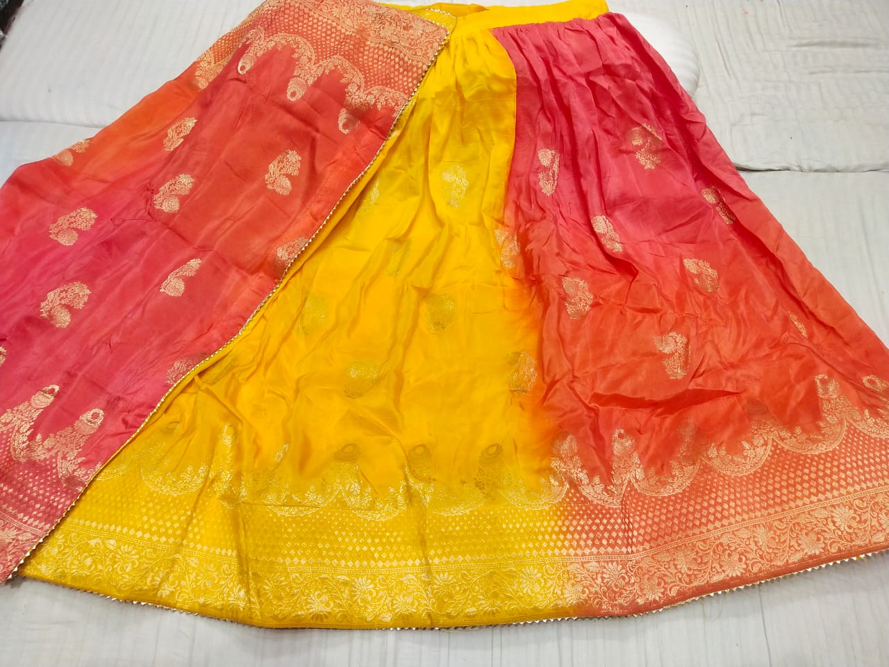 Beautiful Designer Multicolour Jaipuri Pure Russian silk Lehenga choli