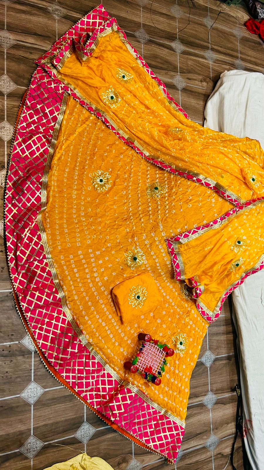 Lehenga choli Rajasthani Lehenga Bandhej Gota Patti free blouse stitching  offer | eBay