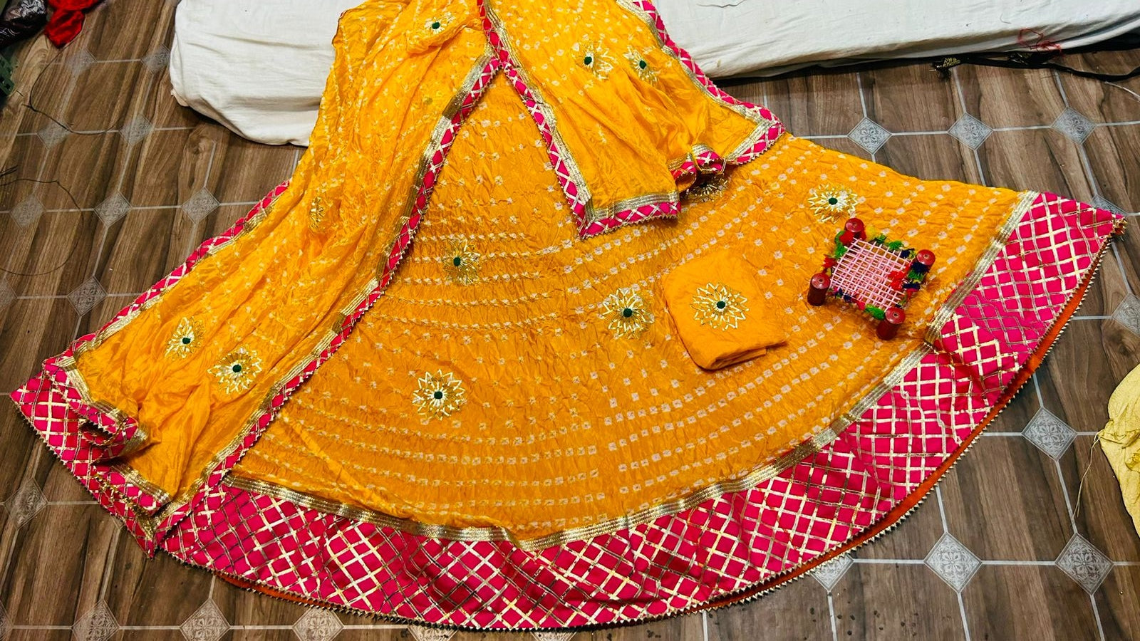 Beautiful Designer Rajasthani Traditional Kachi Gotta Patti Work Lehenga choli