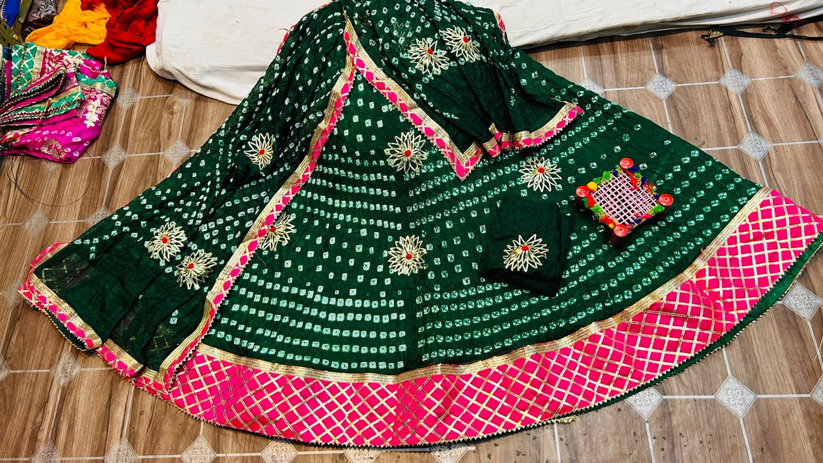 Beautiful Designer Rajasthani Traditional Kachi Gotta Patti Work Lehenga choli