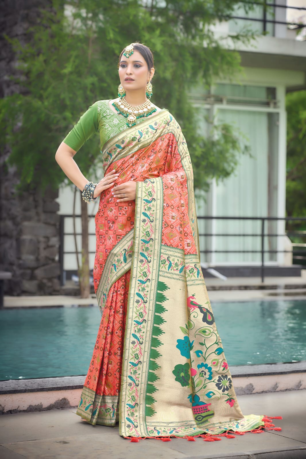 Wedding Designer Banarasi Soft Silk Paithani Patola Saree