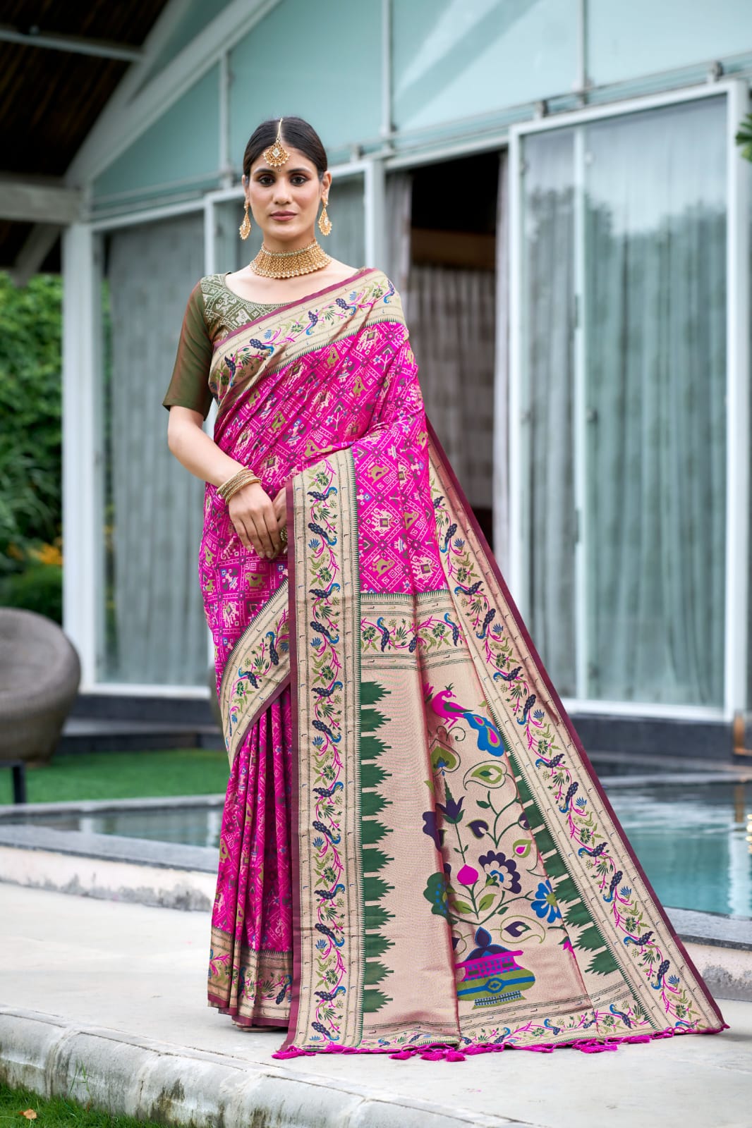 Wedding Designer Banarasi Soft Silk Paithani Patola Saree