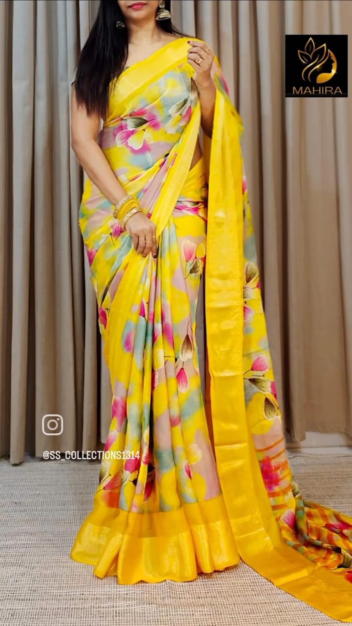 Beautiful Designer Special Pure Soft Chiffon Saree