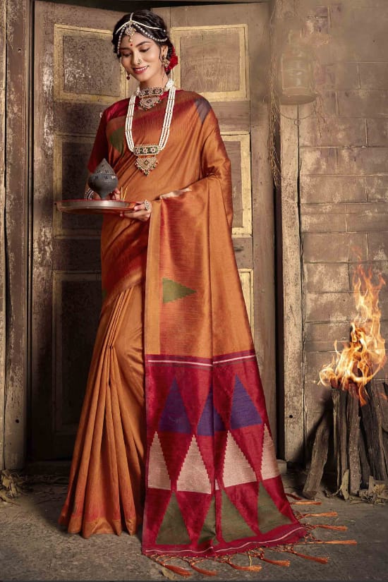 Beautiful Designer Handloom Raw Silk Weaving Saree