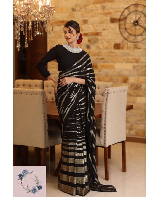 Beautiful Designer Bollywood style Georgette Sequence Saree