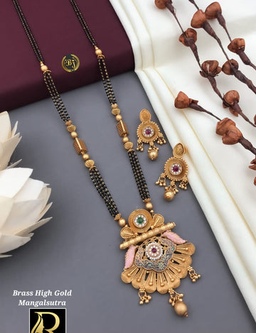 Beautiful Antique Rajwadi Long Mangalsutra with Earrings