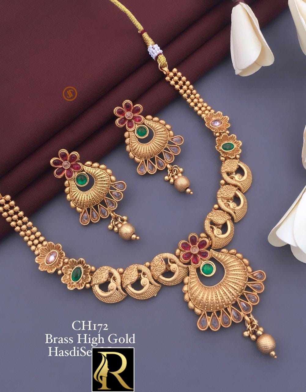 Beautiful Antique Rajwadi Necklace set with Earrings