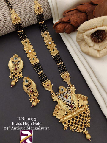 Antique Rajwadi Long Mangalsutra with Earrings