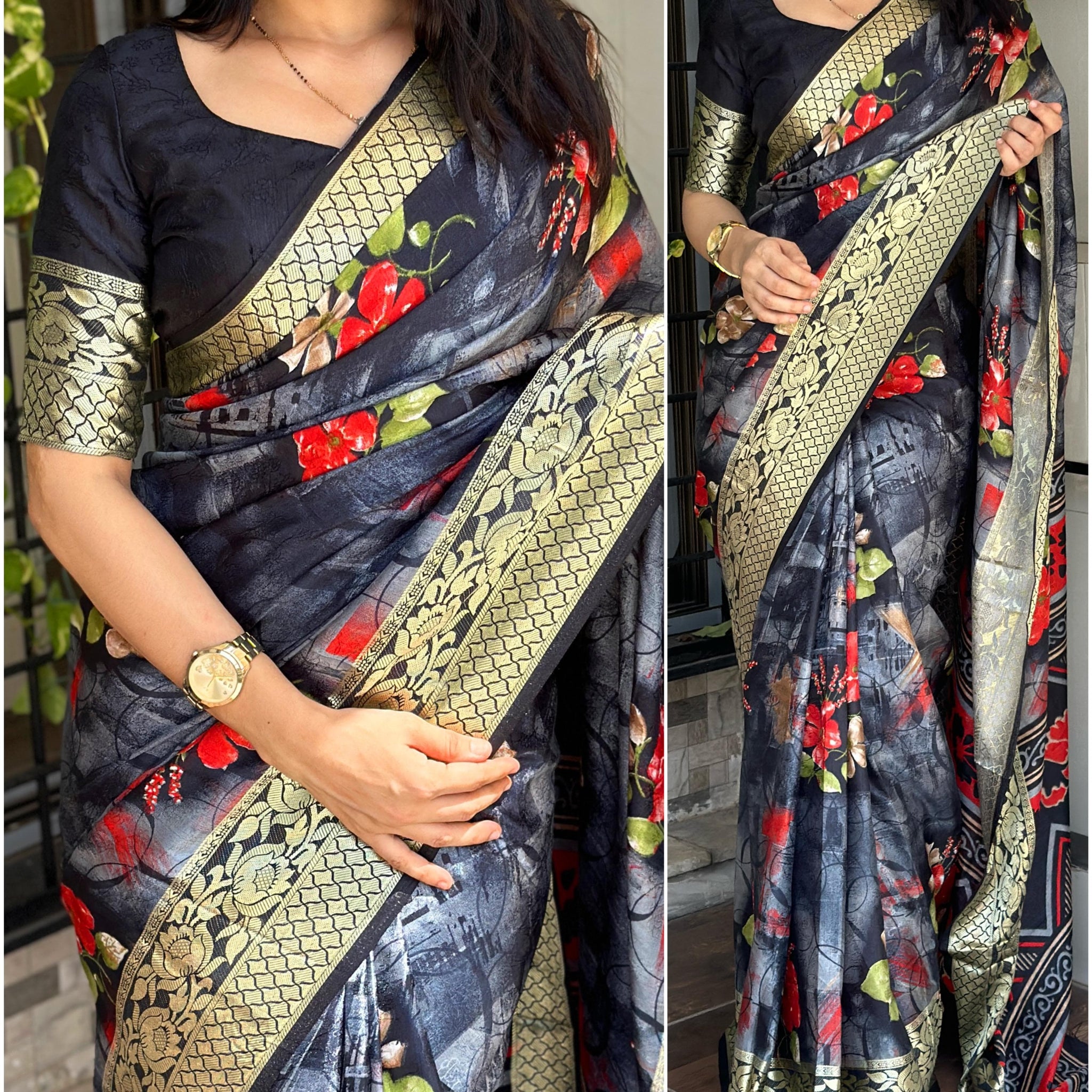 Beautiful Designer Gulabrani Printed saree