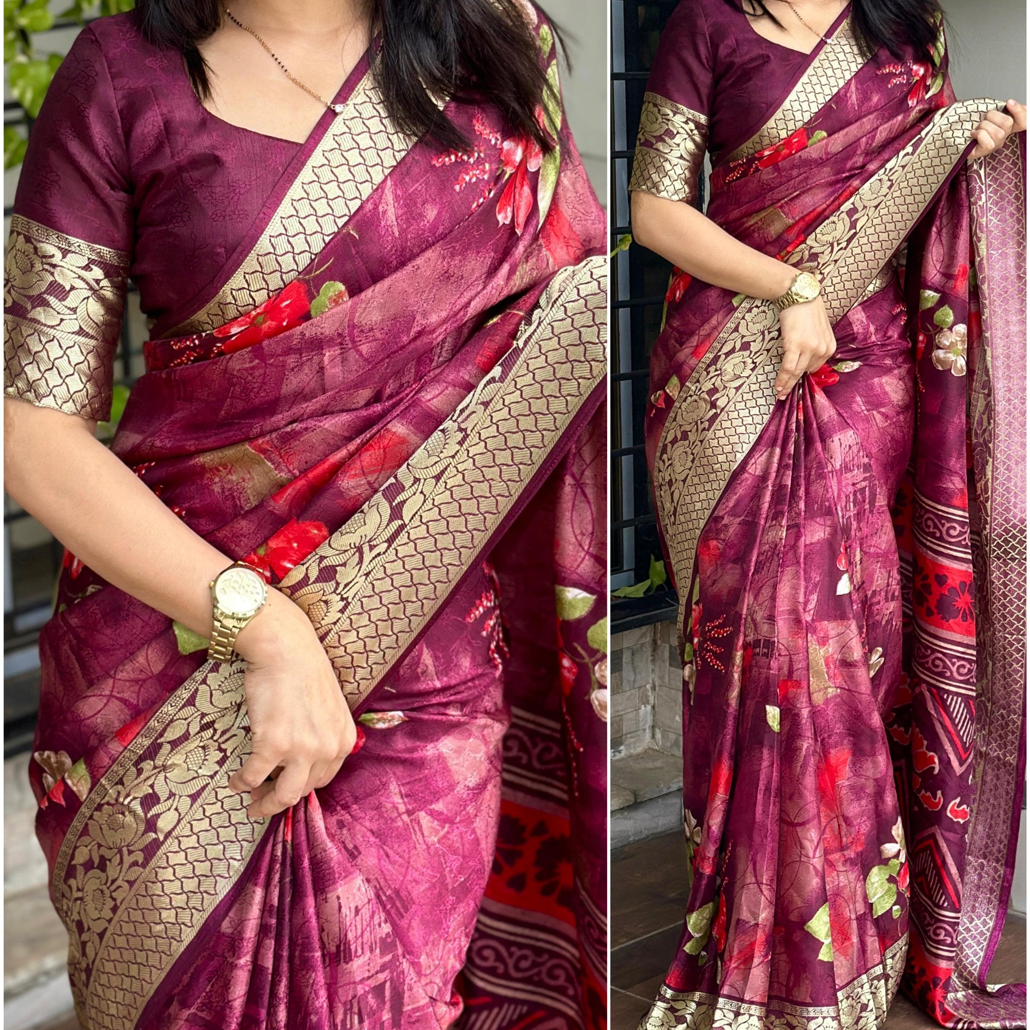 Beautiful Designer Gulabrani Printed saree