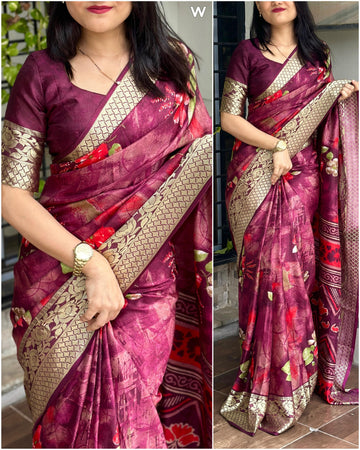 Beautiful Designer Gulabrani Printed saree