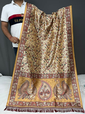 Designer Pure Tussar Kalamkari Prints Saree