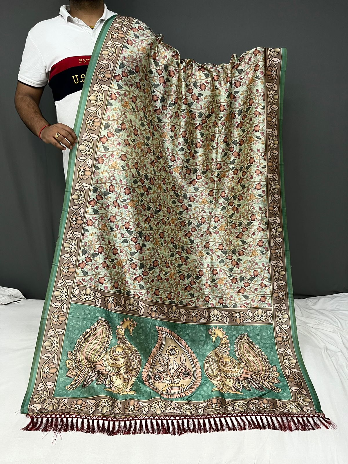 Designer Pure Tussar Kalamkari Prints Saree