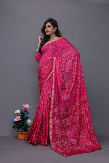 Beautiful Designer Pure Taffeta Bandhej Saree