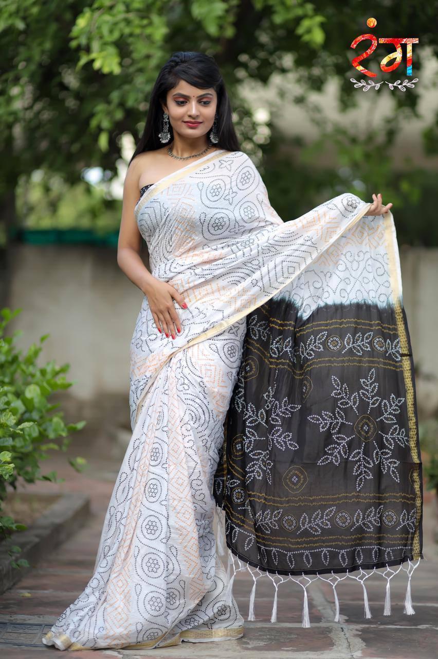 Beautiful Designer Pure Taffeta Bandhej Saree