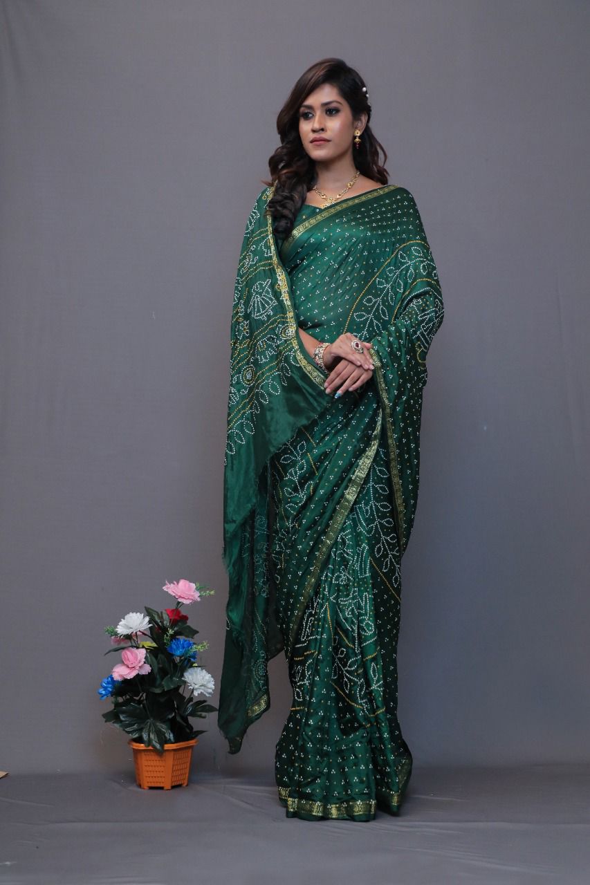 Beautiful Designer Pure Taffeta Bandhej Saree