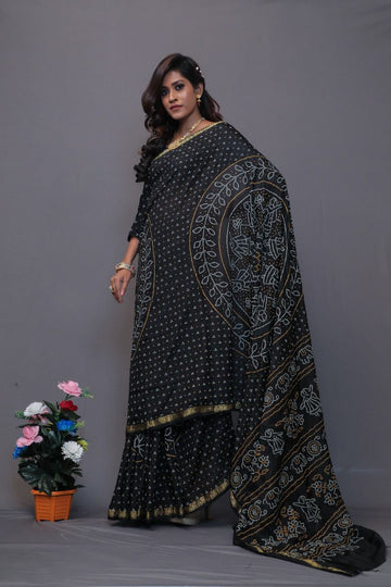 Beautiful Designer Pure Taffeta Bandhej Saree