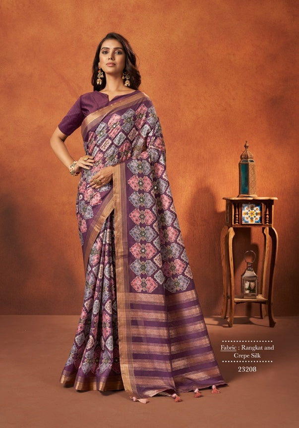 Wedding Designer Crape Mohmanthan Saachi Saree Collection 23208