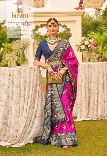 Beautiful Designer Vivaah Patola Elegant Gold Print