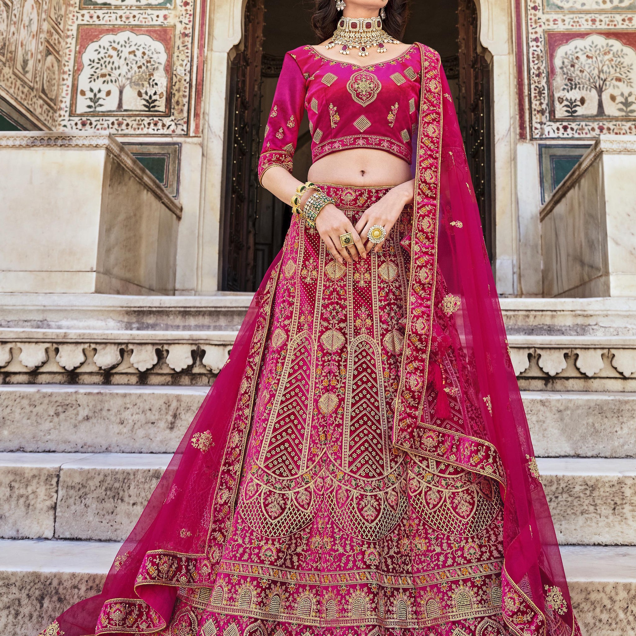 Wedding Bridal Look Heavy Velvet With Fancy Dori Work Lehenga Choli Design 2087