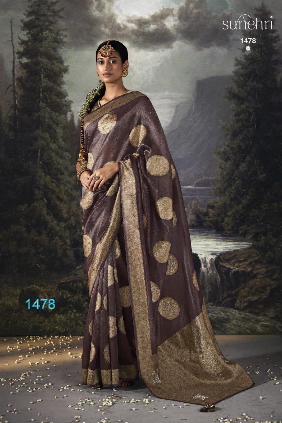 Kimora Sunheri Raat Rani Banarasi Zari With Organza Saree Design 1478